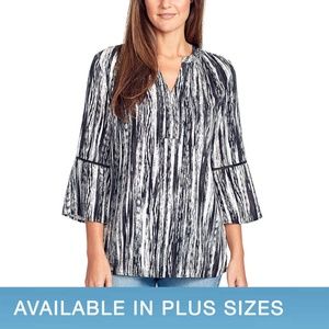 Gloria. V Women's V-Notched Neckline Print Blouse